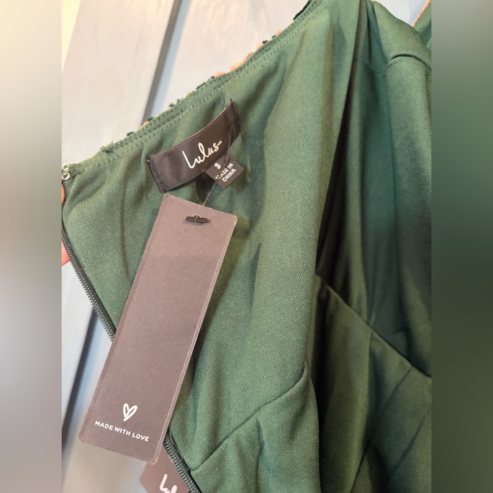 NWT Lulus Posh Forever Emerald Floral Burnout Velvet Midi Dress Size S - Picture 8 of 10